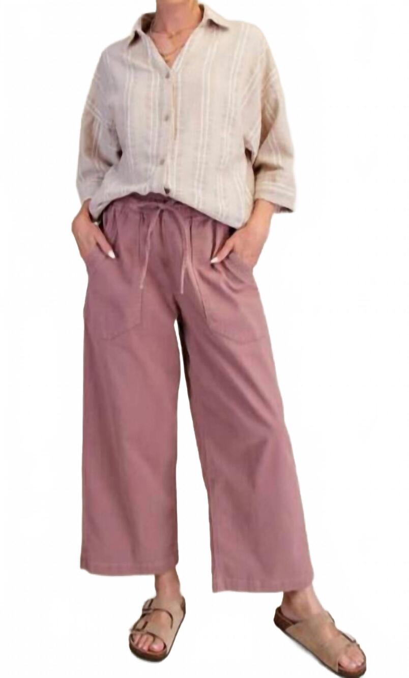 NEW EASEL drew washed stretch twill pants in mauve